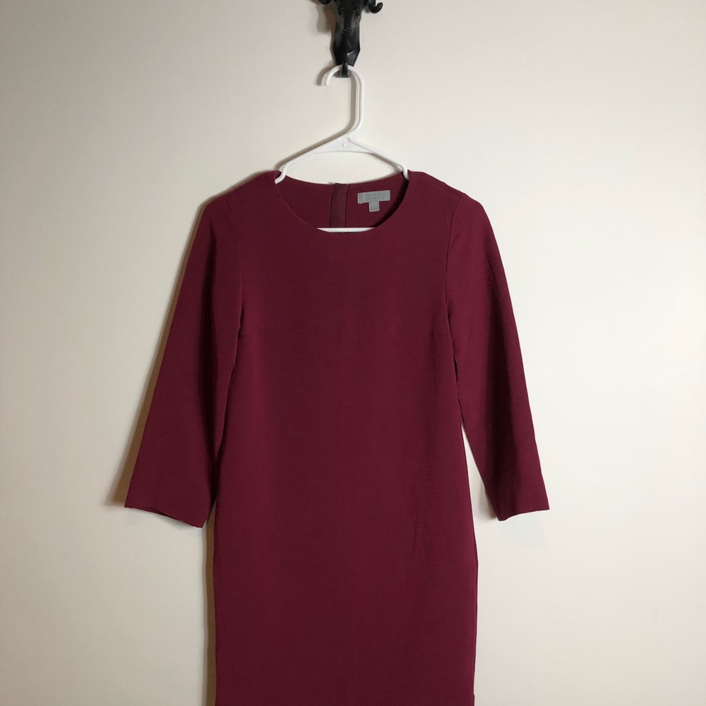 COS Burgundy Long Sleeve Shift Dress - Picture 2 of 7